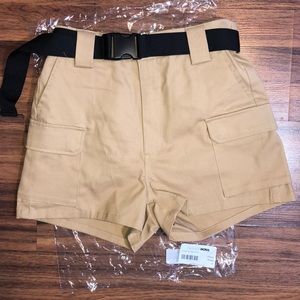 FASHIONNOVA Khaki Buckle Cargo Shorts